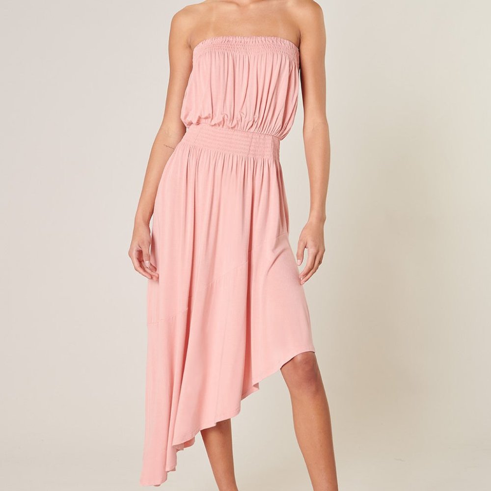Sugarlips asymmetric strapless Tube dress Elastic waist Midi Length S M L